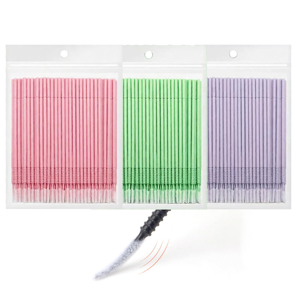 Eyelash Extension Glue - 500pcs Eyelash Extension Cleaning Swabs Long/Short