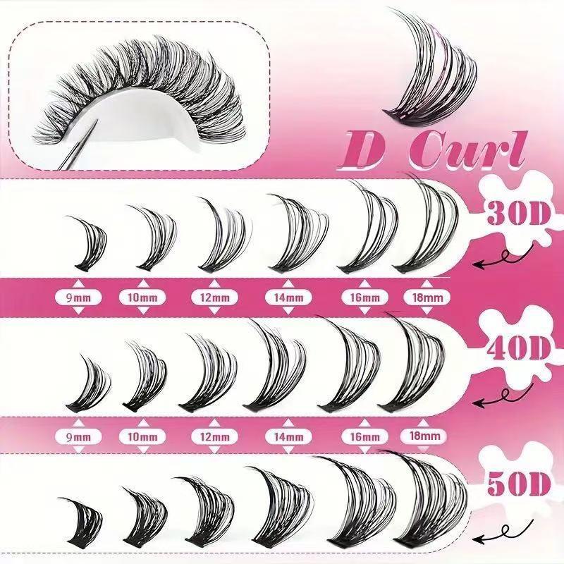 Eyelash Extension Kits - Professional D Curl Cluster Lashes Kit